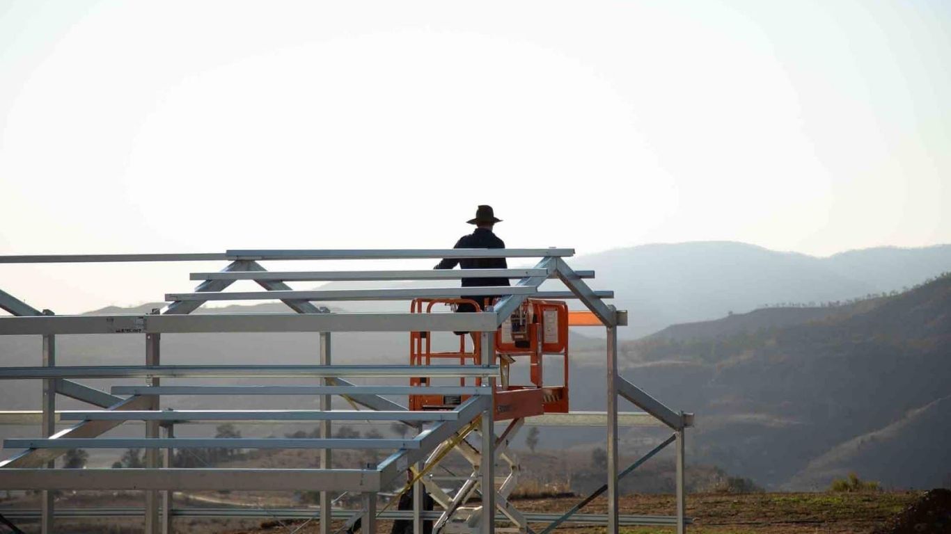 American barn frame at build stage