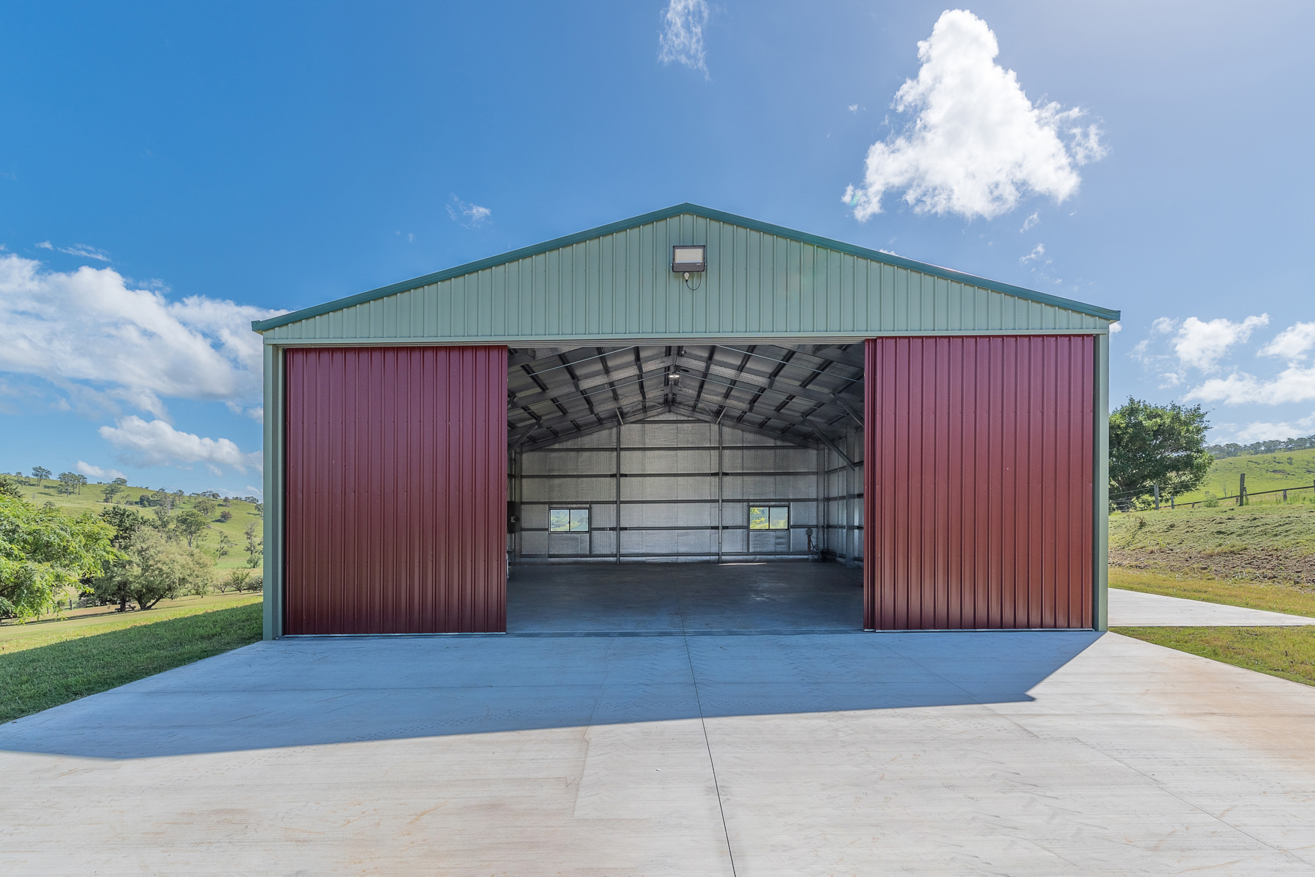 Running Creek aircraft hangar built by R&F Steel Buildings